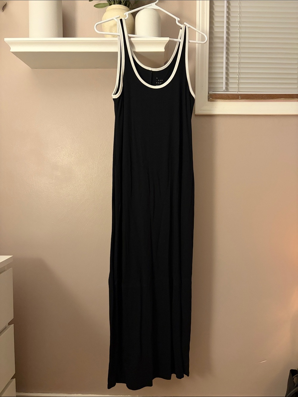 a new day Black Maxi Tank Dress with White Trim